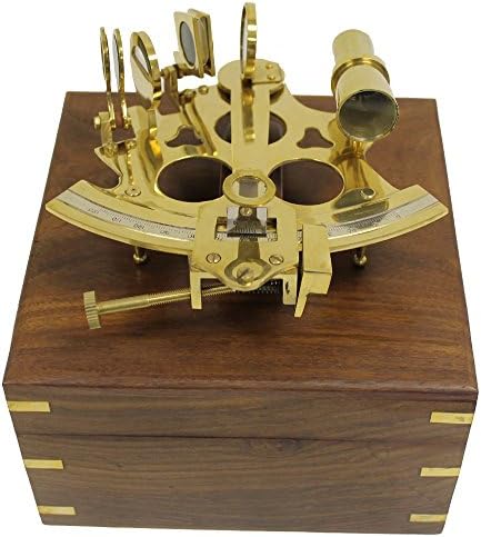 6 Inch Brass Astrolabe Sextant with Wooden Box 1