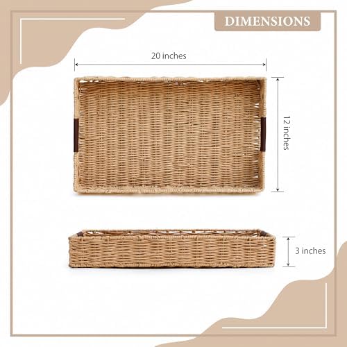 Summit Living Handwoven Rattan Tray 20x12 Decorative Accessory