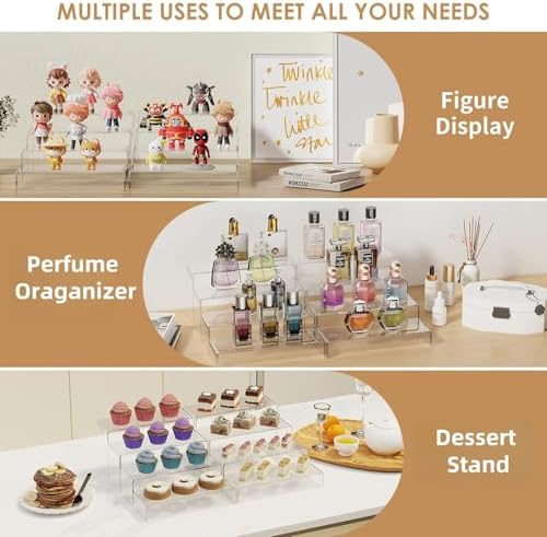 2 Sets 8 Pc Acrylic Risers Display Stand for Retail Desktop Shoe Showcase Jewelry Funko Pop Figures