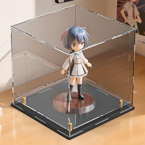 UoYeet Acrylic Display Case with Floating Shelf and Thick Base