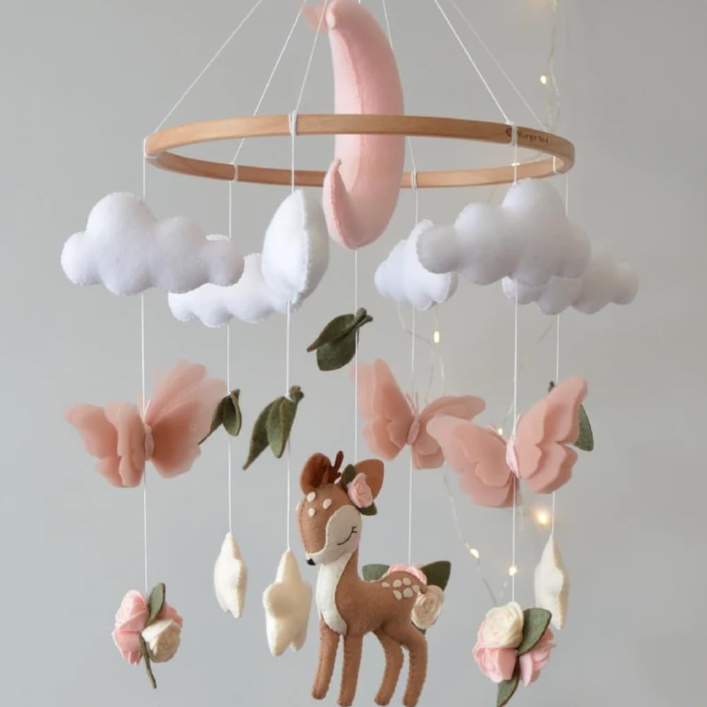 Deer and Butterfly Mobile Modern Crib Decor 787W x 158H