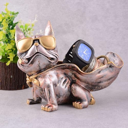 Cool Dog Sculpture Statue with Plate for Home Decor