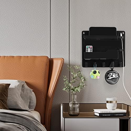 JUMEIHUI Wall Mount Shelf Organizer with Hooks and Cable Clips
