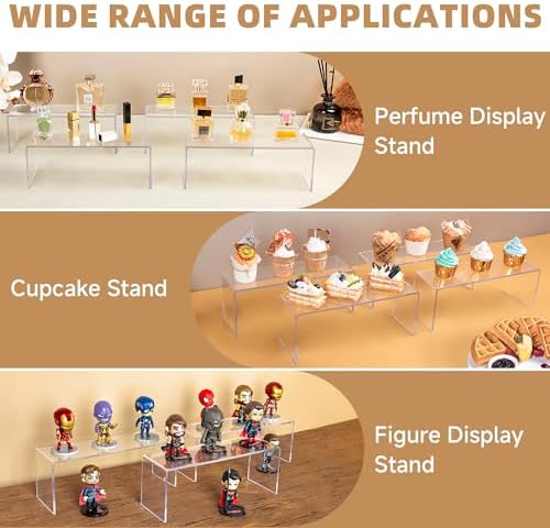 4 Pack Acrylic Risers Display Stand for Home Decor
