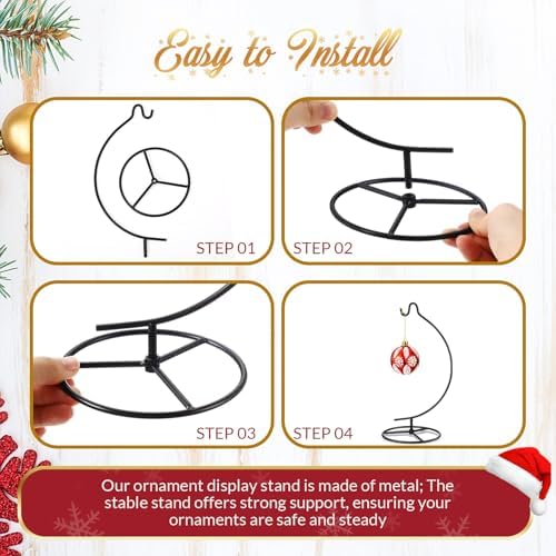 Baderke Ornament Display Stand - Hanging Glass Ball Air Plant Holder 1043 H Black