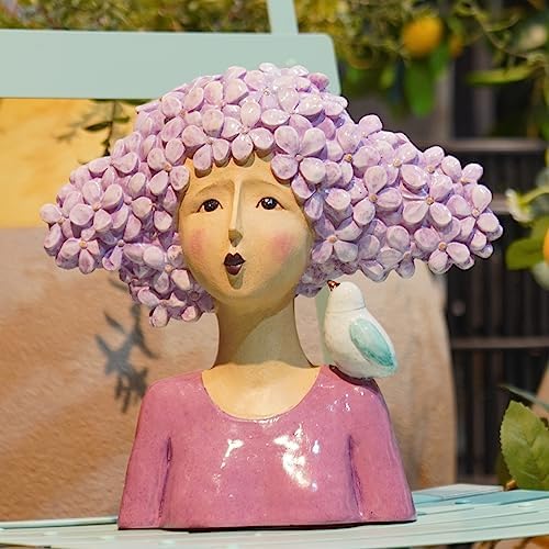 DiliComing Women with Bird Garden Statue