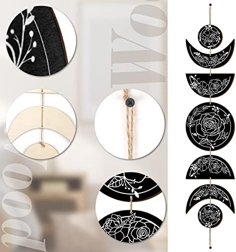 BBTO Boho Wall Art Moon Phases Decor Wooden Witchy Sign