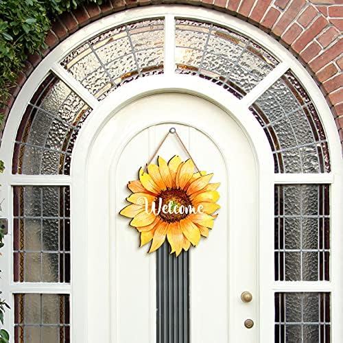 Jetec Sunflower Welcome Door Hanger 12 Inches Wood Sign