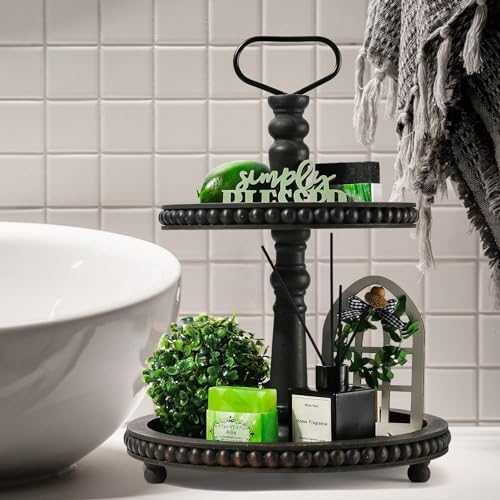 Handmade Two Tiered Decorative Tray Stand
