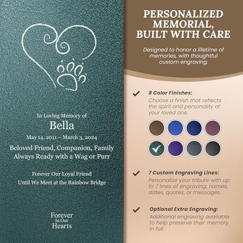 Amaranthine Urn Decorative Pet Ashes Container - Customizable Metal Urn with Heart Paw Design