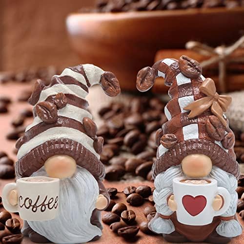 Hodao 2PCS Coffee Gnome Figurines - Bar Decor for Home and Gifts