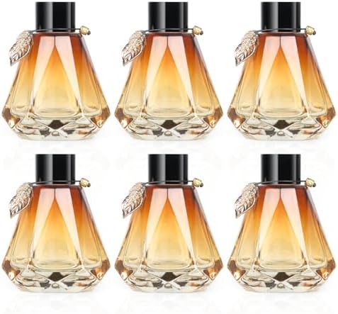 6PCS Diamond Reed Diffuser Set with Gold Leaf Decor