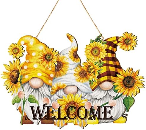 Wooden Gnome Welcome Door Hanger for Front Door