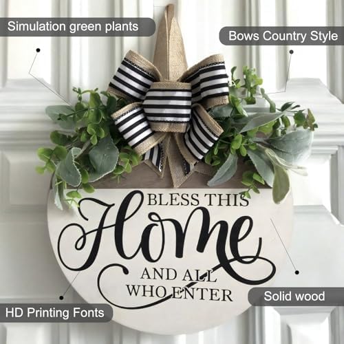 Welcome Sign for Front Door Rustic Wood Wreath Decor