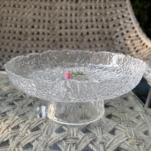 FESTLOVE 10 Inch Clear Glass Fruit Bowl for Home Decor