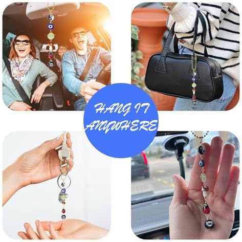 Agromusk Evil Eye Car Hanging Charm with Ladybug and Four-Leaf Clover