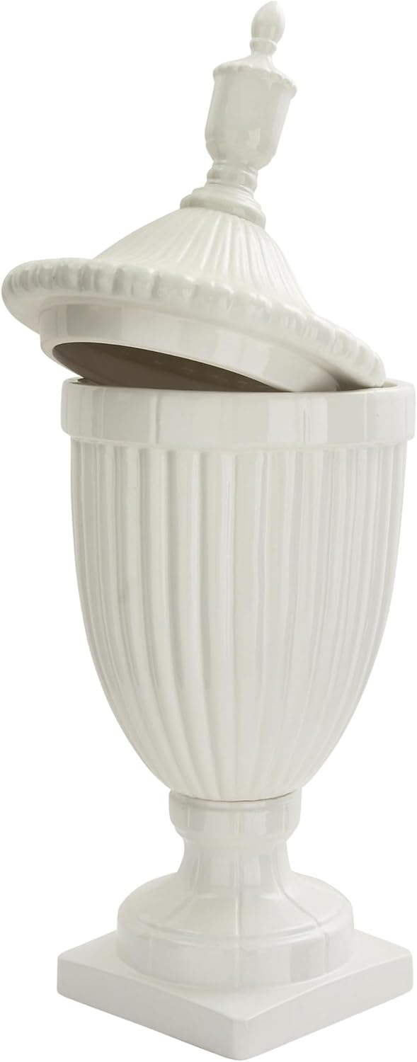 Deco 79 White Ceramic Decorative Urn with Lid