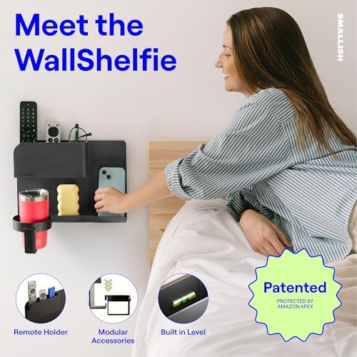 WallShelfie Floating Bedside Shelf Organizer - Black