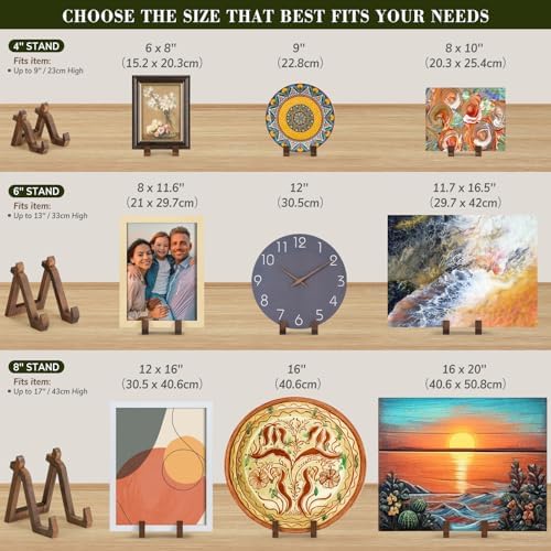 3 Pack 6 Inch Plate Display Stand with Decorative Frame