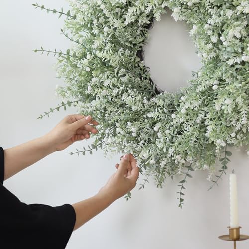 26 Large Eucalyptus Wreath with Lavender and Babys Breath