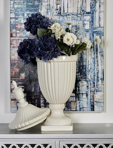 Deco 79 White Ceramic Decorative Urn with Lid