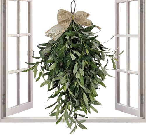 Olive Teardrop Swag Wreath Pendant 236 Inch Front Door Hanger Decor