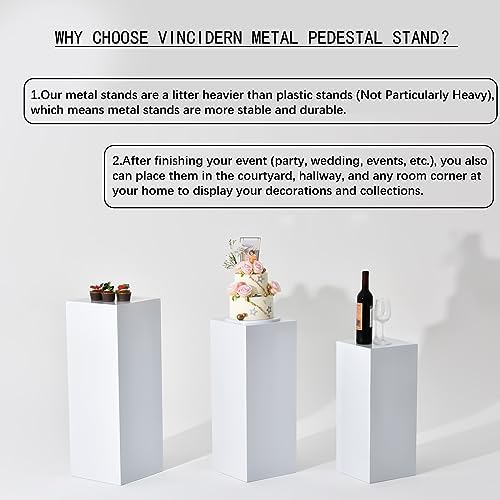 Vincidern 3pcs Metal Pedestal Stand for Party and Home Decor
