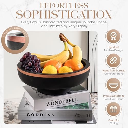 Concrete Decorative Bowl with Rose Gold Rim 1
