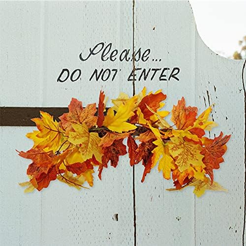 20 Inch Maple Leaf Swag Wreath for Front Door and Wall Decor