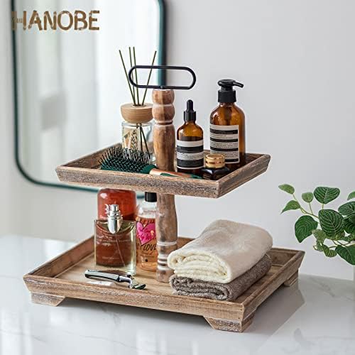 Hanobe 2 Tier Farmhouse Serving Tray Stand