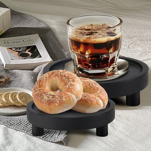 3PCS Wooden Display Risers for Home Dcor Modern Black