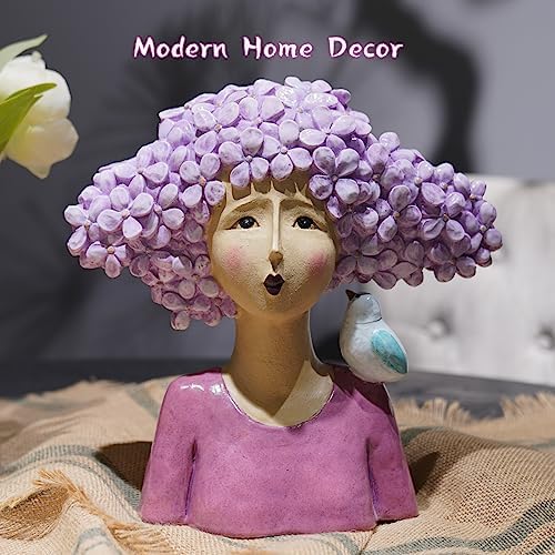 DiliComing Women with Bird Garden Statue
