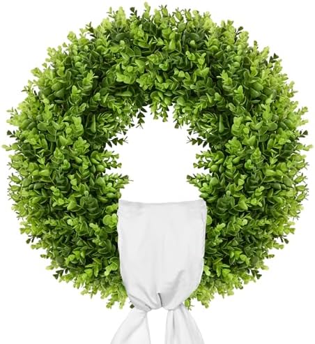 Vlorart 20-Inch Boxwood Wreath Artificial Front Door Decor