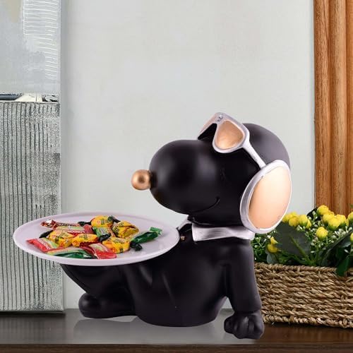 Cute Black Resin Dog Sculpture for Home Decor