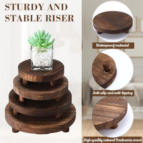 Geetery 4 Pcs Round Wooden Risers for Display