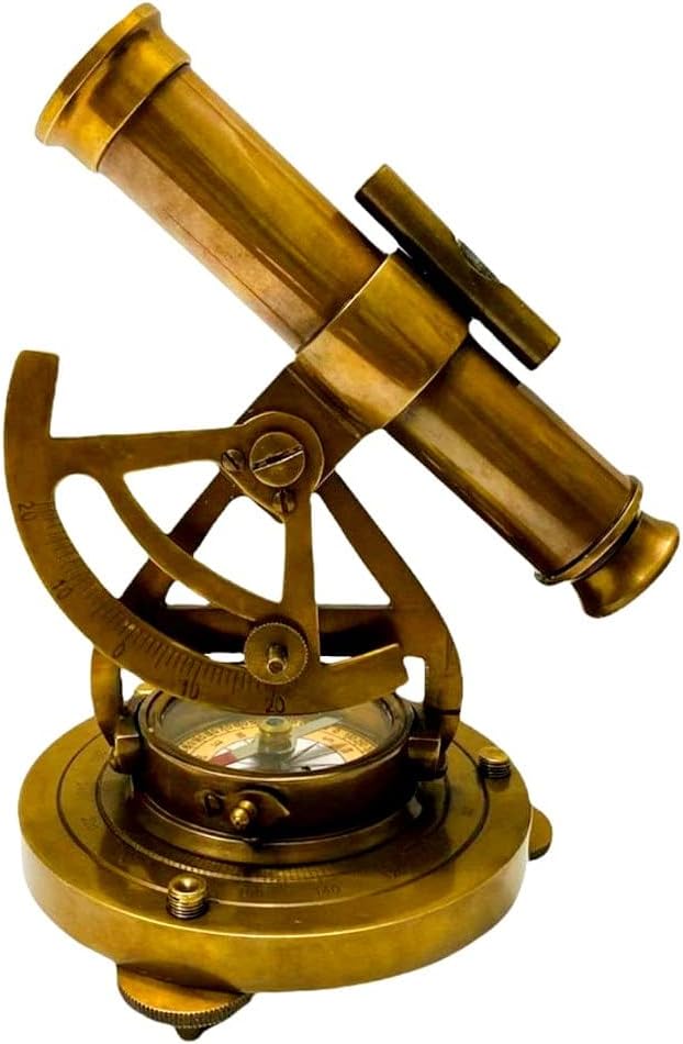Ganga Nautical 10 Piece Vintage Brass Compass Theodolite Set