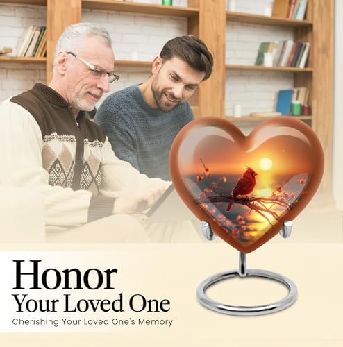 Elegant Heart-Shaped Cremation Urn - Brown Ceramic