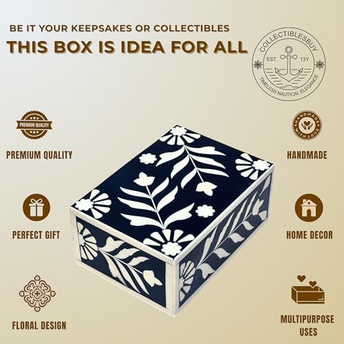 Vintage Look Handmade Bone Inlay Decorative Storage Box