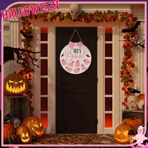 Beeveer Halloween Door Sign with Pink Bows