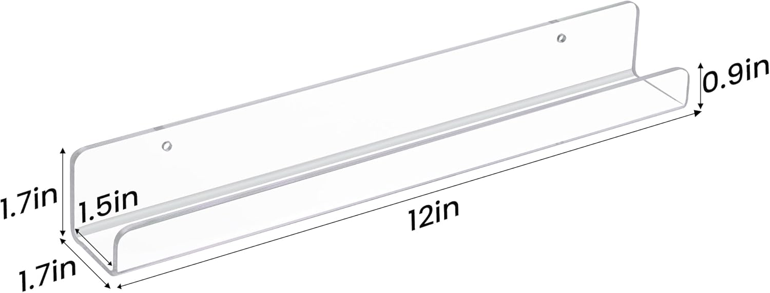 Upsimples 8 Pack Vinyl Record Wall Shelves Clear Acrylic Floating Display for Album Storage