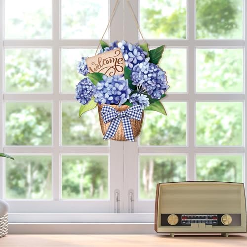 Barydat Summer Welcome Door Wreath with Hydrangeas