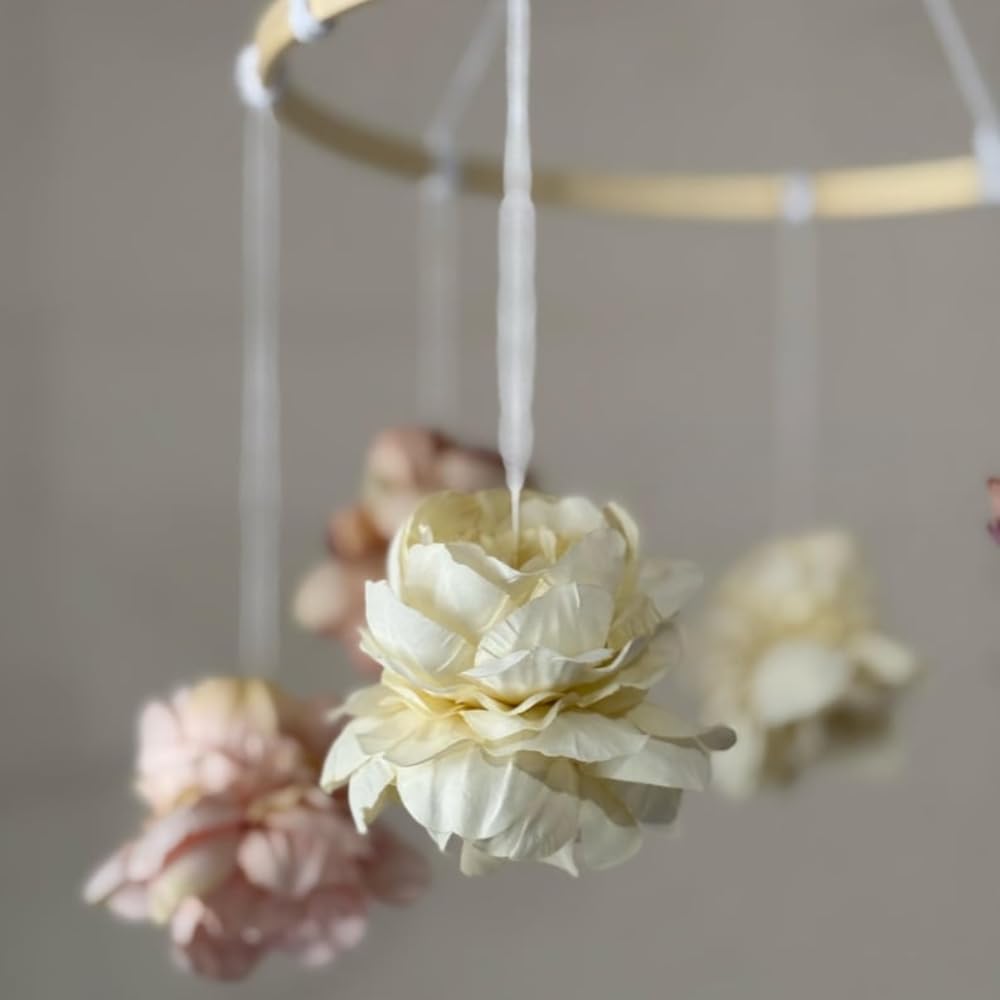 Cute Round Floral Wooden Mobile for Home Decor