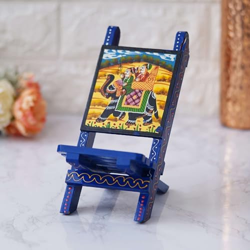 Decorative Crafts Handcrafted Wooden Mobile Stand Chair Desk Accessory