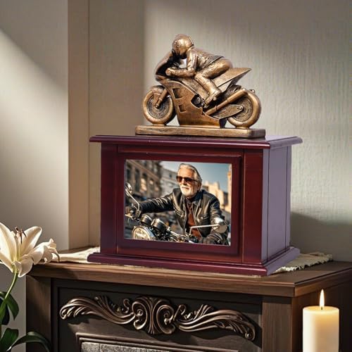Wooden Motorcycle Urn for Ashes 290 Lbs Capacity