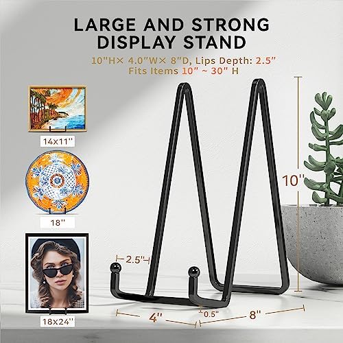 4 Pack 10 Inch Plate Stands for Display - Metal Square Wire Holder for Plates Frames Books and Platters