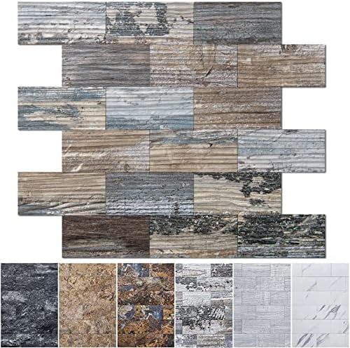Art3d 10-Sheet Peel and Stick Backsplash Tiles in Spruce Grey Rustic