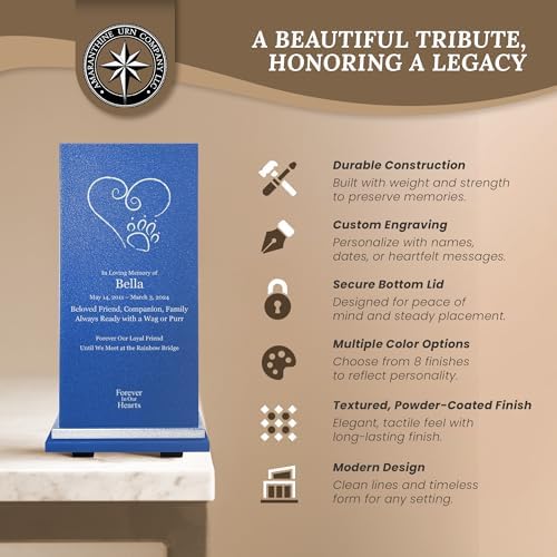 Amaranthine Urn Decorative Pet Ashes Container - Customizable Metal Urn with Heart Paw Design