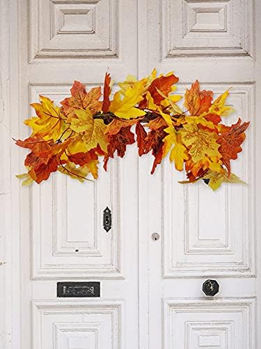 20 Inch Maple Leaf Swag Wreath for Front Door and Wall Decor