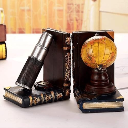 Globe Telescope Resin Bookends for Heavy Books 1