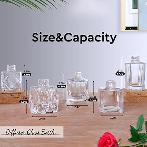 Supwinnet 5-Piece Clear Glass Diffuser Set with Gold Caps